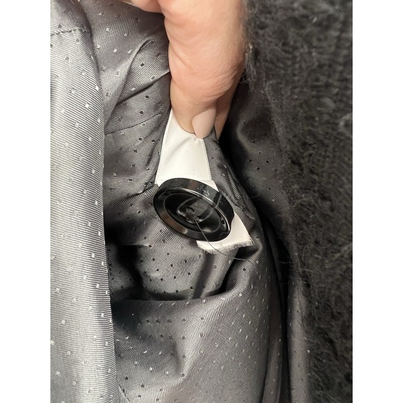 Women's Banana Republic Black Medium Wool Blend Houndstooth Italian Winter Coat - Picture 6 of 9